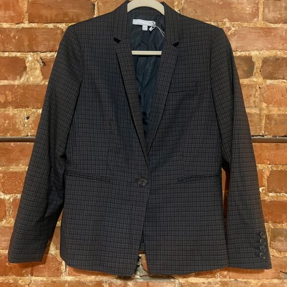 Antonio Melani black brown navy plaid single button blazer - size 8 - Picture 1 of 5